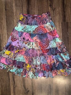 Tiered Floral Patchwork Skirt in Multicolor